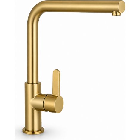 Rubinetto Cucina Oro Satinato Canna Alta Quadrata Girevole Miscelatore Lavello 94029