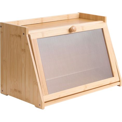 Portapane decorativo in bambù con pannello scanalato 41 x 25 x 25 cm marrone chiaro Farine