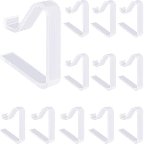 Juego de 12 pinzas de plástico transparente para manteles, aptas para mesas de 3,5 a 5 cm de grosor, ideales para bodas, restaurantes y para colgar manteles. (1/5)