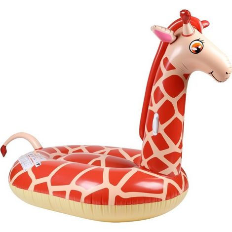 XXL aufblasbare Schwimmhilfe zum Draufsitzen, Pool & Strand, Deluxe Giraffen-Schwimmhilfe 220x140x105cm