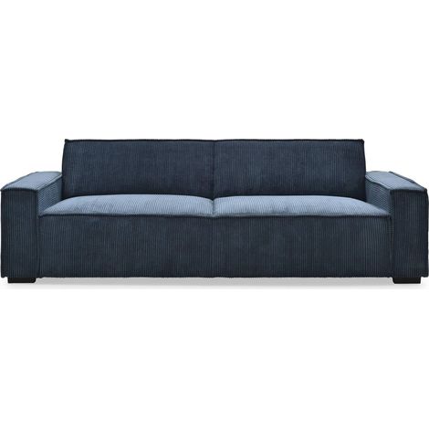 Canapé clic‑clac 3 Places Roger en Velours côtelé Bleu – Canapé Convertible Moderne – L200 x P90 x H80 cm (1/5)