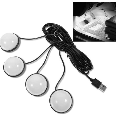 Éclairage intérieur de voiture, éclairage d'ambiance intérieur LED, éclairage d'ambiance néon pour voiture avec télécommande (blanc) (1/5)