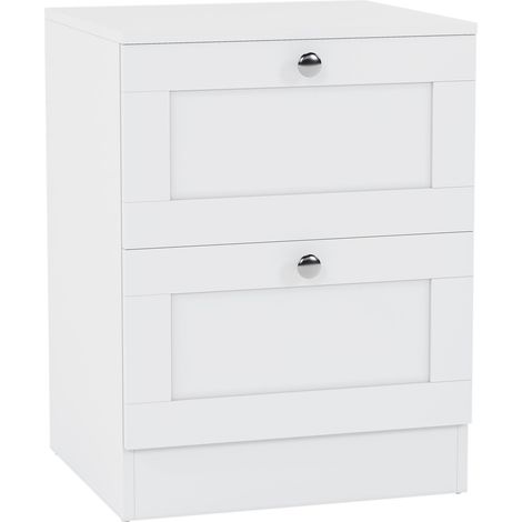 Altino Bedside Table 2 Drawer Storage Chest Bedroom Furniture, White