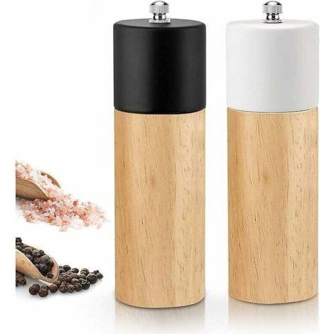 Juego de molinillos manuales de pimienta y sal de 2 piezas con rueda de molienda de cerámica ajustable - Juego de salero y pimentero - Molienda gruesa y fina. 16,55 cm (1/5)