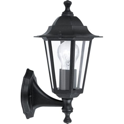 Außenwandleuchte aufsteigend aus Metall & Glas H32cm Schwarz Eglo (1/5)