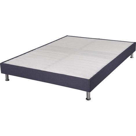 Sommier tapissier + pieds Omega Volcan 140x190 Lattes bois - H.15 cm - Made in France (1/2)