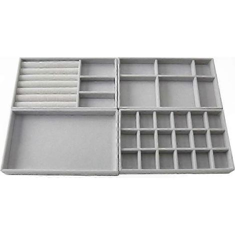 Ensemble de 4 tiroirs de rangement pour bijoux, plateaux de rangement empilables pour bijoux (1/5)