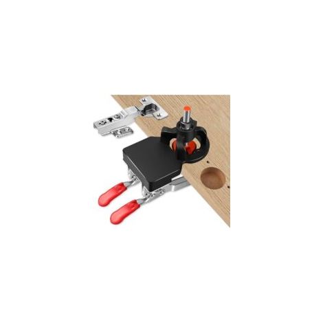 35mm Bohrschablone, Türscharnier-Schablone, Scharnier-Stanzhilfe, Dreikugellager-Bohrführungswerkzeug für Heimwerkerprojekte im Bereich Türen, Schränke und Holzbearbeitung - Crezuo (1/4)