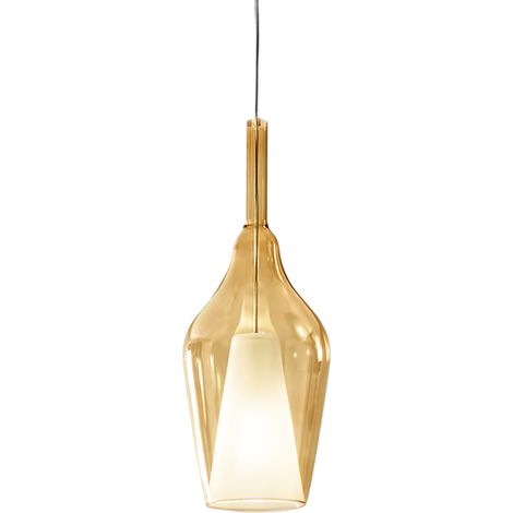 Ofelia S/12 Mini Lampada a Sospensione in Vetro Borosilicato Ambra Trasparente con Attacco E27 e Cavo 3 metri per Interni - Gealuce (1/3)