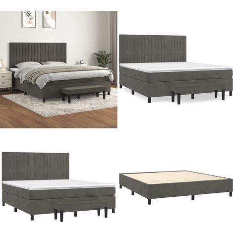 Boxspringbett mit Matratze Dunkelgrau 160x200 cm Samt - Samtbett - Boxspringbett - Doppelbett - Bettauflage - Nachttisch - Home & Living (1/5)