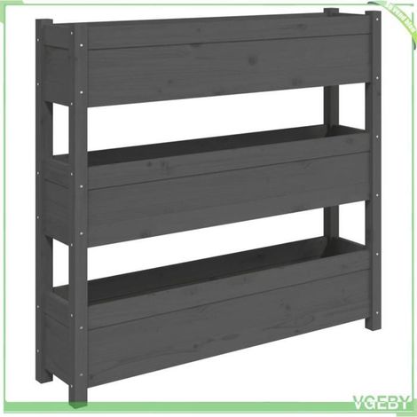 Jardinière en bois - FAFEICY - 823922 - 3 bacs à fleurs - bois de pin massif - gris 112x25x104,5 cm (1/5)