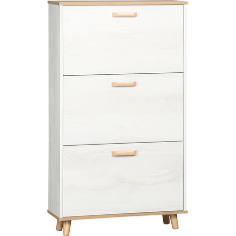 Scarpiera Salvaspazio 3 Cassetti 2 Ripiani 70x23,5x122 cm in Truciolato Bianco (1/5)