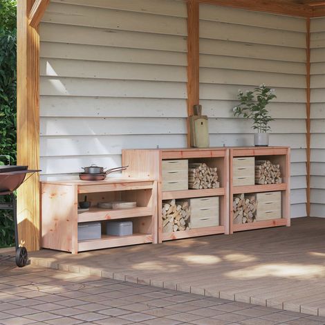 vidaXL Meuble de cuisine d'extérieur MEPPEL 3 pc Blanc (1/5)