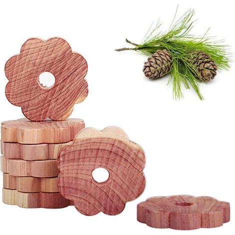 20PCS Anneaux de Cèdre Naturels Anti-Mites pour Vêtements et Rangement (1/4)