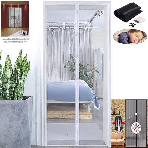 Aimant Moustiquaire Porte Magnetvorhang,Voler GitterVorhang Facilité d'Installation ,Fliegenvorhang avec protection anti-moustiques 100 x 210 cm (1/5)