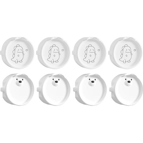 Lot de 8 cache prise bébé en silicone, 4 modèles dinosaures + 4 modèles tête d’ours, protege prise electrique bebe pour protection prise electrique bebe en toute sécurité à la maison (1/5)