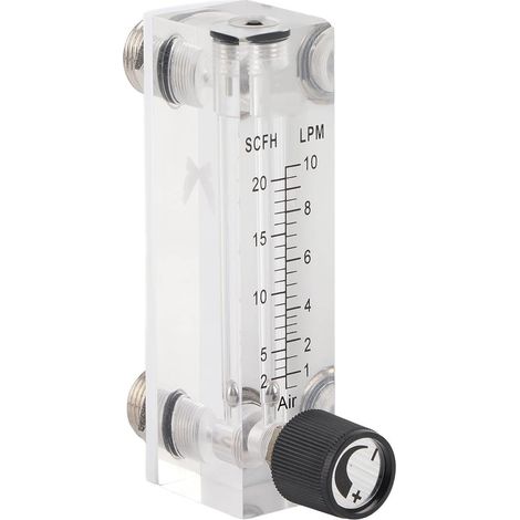 Débitmètre de gaz, débitmètre LZM-6T, type de panneau réglable acrylique Testeur de débitmètre de gaz 110LPM 1/4 "BSP M18  1.5 avec vanne de contrôle pour oxygène air gaz (1/5)