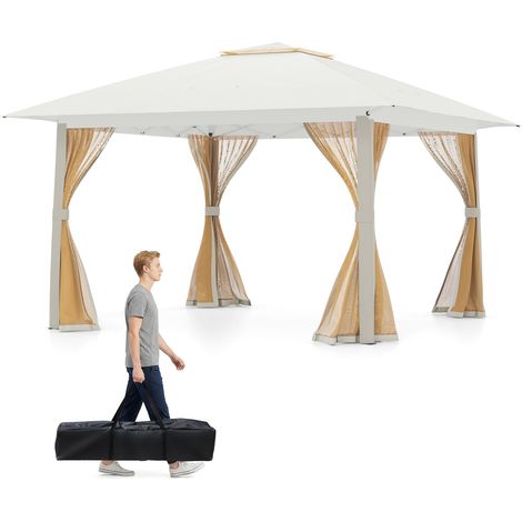 COSTWAY Gazebo Da Giardino,Gazebo Pieghevole Da Giardino,Gazebo Giardino,Gazebo Per Esterno,Gazebo Esterno,Gazebo Di Metallo,Gazebo Pieghevole Impermeabile,Ga (1/5)