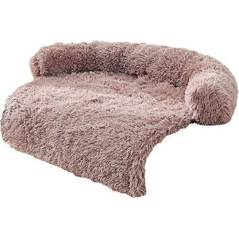 Warmes Winter-Haustiersofa für kleine und mittelgroße Hunde, Katzenbettkissen, nicht herausnehmbarer gepolsterter Korb, khakifarben, abgerundete Ecken.