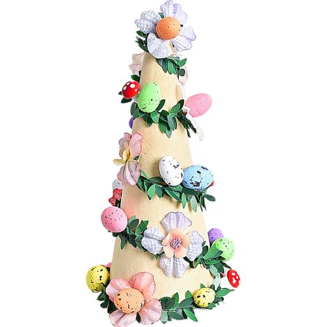 Décoration de Pâques cône floqué EJ0089F beige tour arbre œuf fleur artificielle maison accessoires assortis aléatoirement (1/5)