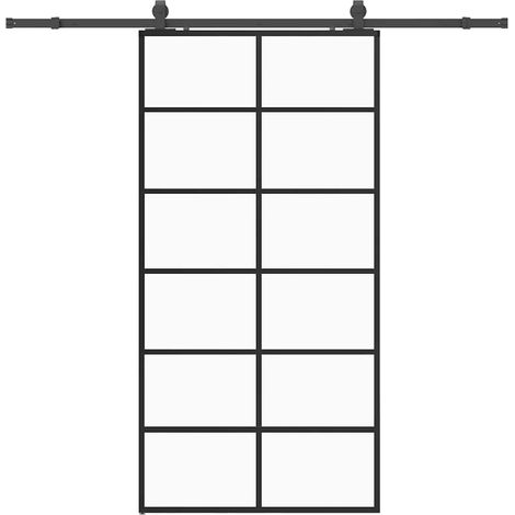 Maison Exclusive - Schiebetür mit Beschlag Schwarz 102x205 cm ESG