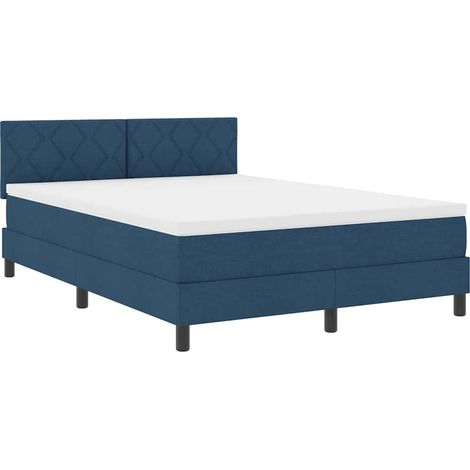 Box Spring Bed with Mattress Blue 140 x 190 cm Fabric vidaXL (1/5)