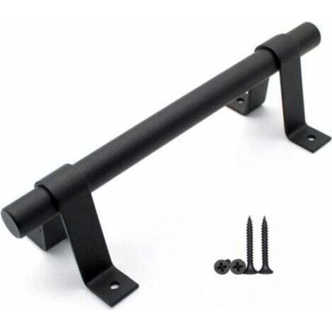 Vintage barn door handle, carbon steel sliding door handle with black screws (1 piece) (1/4)