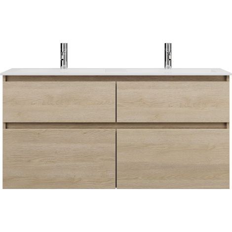 burgbad Lin20 Lavabo bajo para lavabo doble blanco mate con
