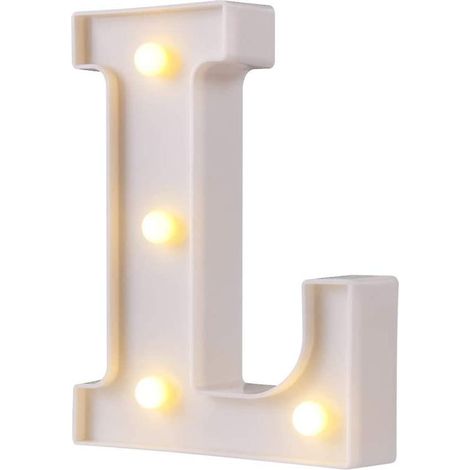 26 lettres lumineuses, idéales pour la décoration lumineuse de mariages, d'anniversaires et de maisons (blanc, L)