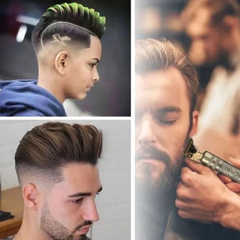 Kabelloser elektrischer Haarschneider für Herren mit Retro-Golddrachen-Design. Klingentyp. (1/5)