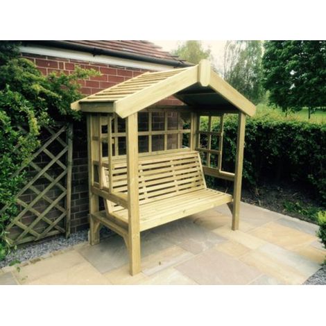 Cottage Arbour - Trellis Back and Sides, Wooden Garden Bench Seat with Trellis - L90 x W170 x H190 cm - Minimal Assembly Required