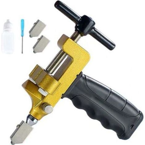 Coupe-verre Manuels, 2 en 1 Outils de Coupe Coupe Carrelage, Ensemble de 5 Pièces Coupe Verre Diamant Coupe-carreaux Manuel Kit pour Outils de Coupe pour Miroirs, Fenêtres et Palettes