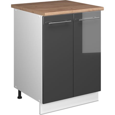 Spülenunterschrank Fame-Line, Anthrazit Hochglanz/Weiß, 60 cm, Vicco (1/5)