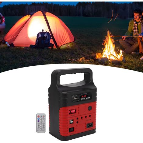 Générateur d'énergie solaire avec lumière LED, radio MP3 Bluetooth, chargeur mobile, station d'énergie solaire portable multifonctionnelle, prise UE, 250 V, rouge (1/5)