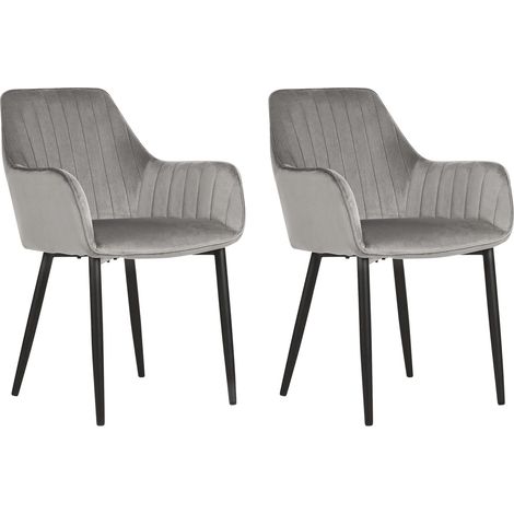 Set di 2 sedie da pranzo in velluto grigio Wellston
