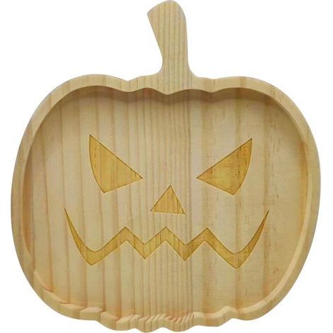Assiette Bois Décorative Citrouille Halloween - Décoration Maison Festive, Idée Cadeau Fête