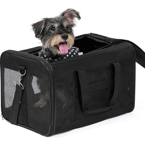 1 - Sac De Transport Pour Chien - Sac Pour Chat - Pliable Avec Laisse Intérieure Et Fermetures Éclair - Pour Trajets Quotidiens Et Voiture - Noir - 51x31x31cm