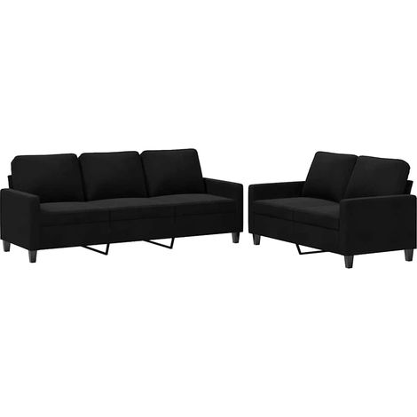 Maison Exclusive - Set di Divani 2 pz con Cuscini Nero in Velluto (1/5)