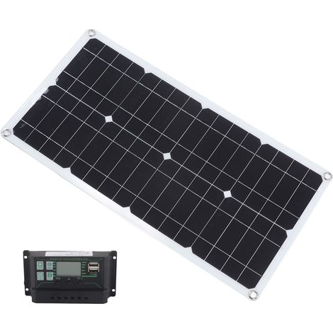 Kit de panneau solaire monocristallin 250 W avec contrôleur de charge 10 A et deux ports USB pour la charge des batteries de camping-cars, voitures et bateaux (1/5)