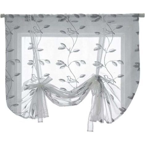 Rideaux de fenêtre écologiques, voile à motifs végétaux, couleur unie, 100 x 120 cm (1/4)
