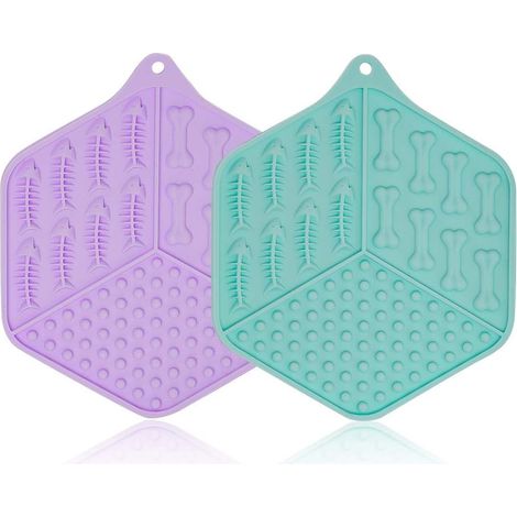 Set de table en silicone pour animaux de compagnie 2PCS (violet + vert)