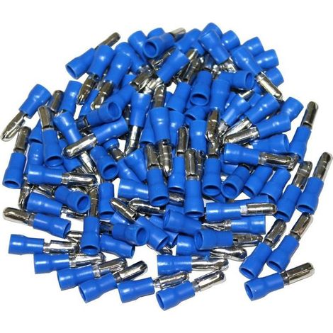 Connettori elettrici maschi rotondi blu 4 - bustina da 100 connettori