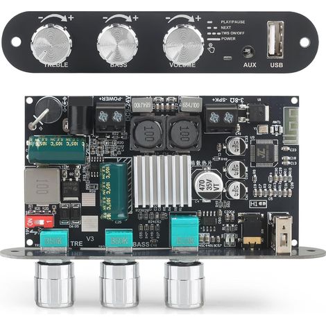 Amplificateur Mono - 100 W - Entrée Tension Large 9-24 V - Bluetooth USB AUX - Commande EQ à 3 Cadrans - Fonction TWS - Pour Projets Audio DIY (1/5)