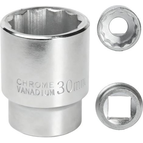 x 30-mm-Steckschlüssel, 3/4"-Vierkantantrieb, 12-kantig, Chrom-Molybdän-Stahl, weiße Ausführung, für Schlagschrauber (1/5)