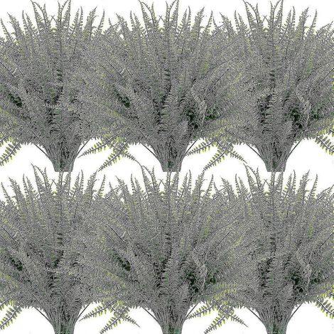 Lot de 12 plantes artificielles, fausses fougères de Boston pour l'extérieur, résistantes aux UV et aux UV, ne se décolorent pas. (1/5)