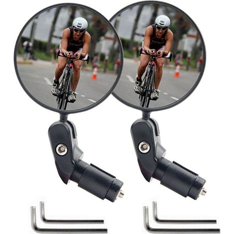 2pcs Extra Large Bike Rearview Mirror 2pcs 360 Degree Rear View Mirror for Bicycle Electric Bike MTB Mountain Bike (Left + Right) Left and Right Pair (1/5)