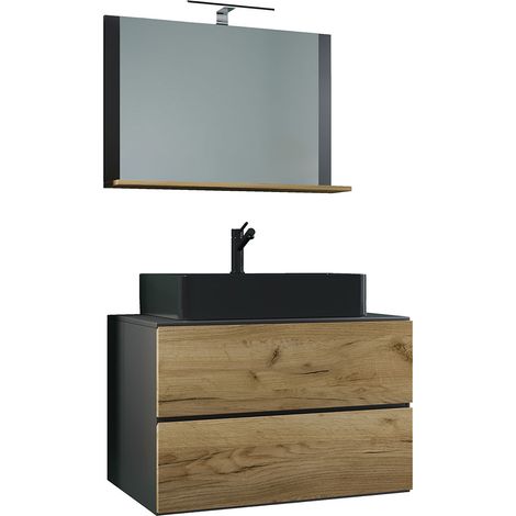 Meubles de salle de bain 3 pièces Lendas 80 cm M 124x80x52 - VCM (1/4)