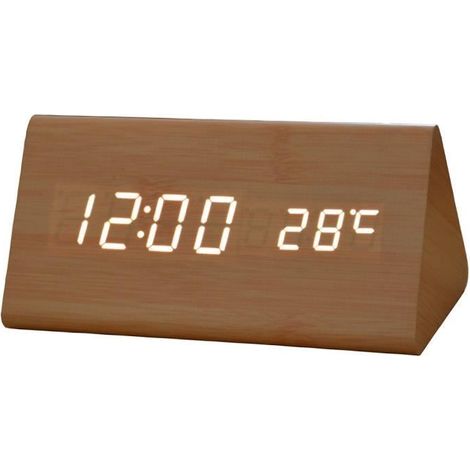 Horloge Digitale Bureau Alarme LED Affichage Thermomètre USB et Pile BR (1/3)