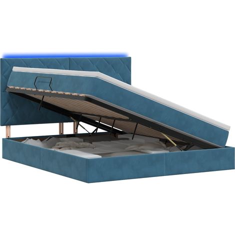 Maison Exclusive - Letto con contenitore LED e materasso Blu Scuro 180 x 200 cm (1/5)