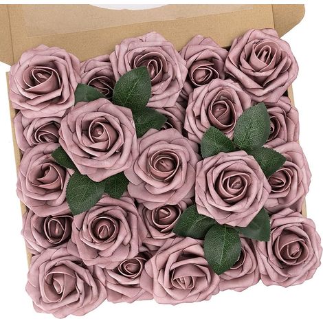 Lot de 25 Roses en mousse, tige flexible 18cm, tête 8cm, pour mariage, Saint-Valentin, décoration (1/5)